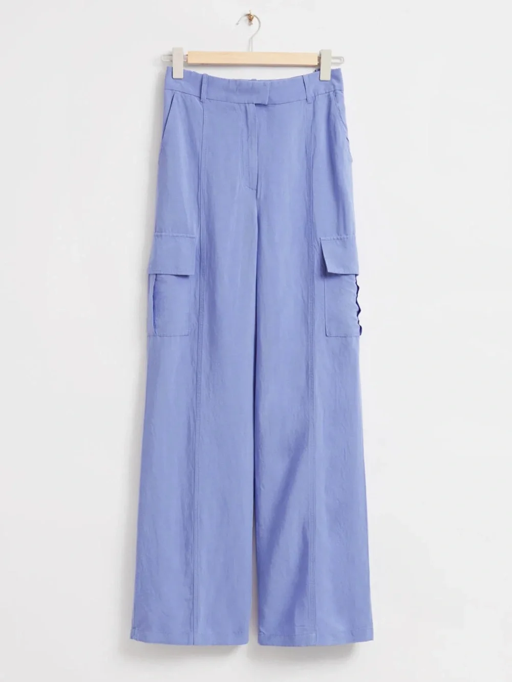 & Other Stories Wide-Leg Cargo Pants NWT Size 0 In Blue (Periwinkle/Purple) - Picture 1 of 13